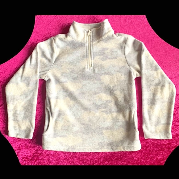 Children's Place White with grey camo fleece half zip pullover SIZE S/P 5/6 - Picture 1 of 3